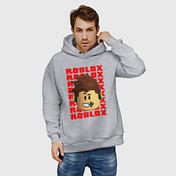 Толстовка оверсайз мужская ROBLOX RED LOGO LEGO FACE, цвет: меланж — фото 2