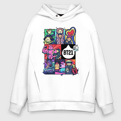 Толстовка оверсайз мужская BT21 POP-ART, цвет: белый