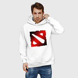 Толстовка оверсайз мужская ЧЁРНО КРАСНОЕ ЛОГО ДОТА 2 DOTA 2 LOGO, цвет: белый — фото 2