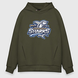 Толстовка оверсайз мужская Wilmington sharks -baseball team, цвет: хаки