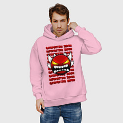 Толстовка оверсайз мужская GEOMETRY DASH КРАСНЫЙ ОГНЕННЫЙ ДЕМОН, цвет: светло-розовый — фото 2