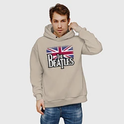 Толстовка оверсайз мужская The Beatles Great Britain Битлз, цвет: миндальный — фото 2