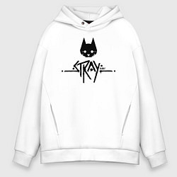 Толстовка оверсайз мужская Stray: Black Logo, цвет: белый