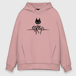 Толстовка оверсайз мужская Stray: Black Logo, цвет: пыльно-розовый