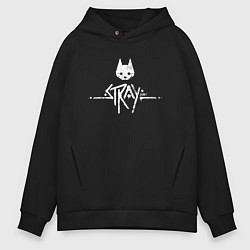 Мужское худи оверсайз Stray: White Logo