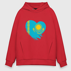 Толстовка оверсайз мужская Сердце - Казахстан, цвет: красный