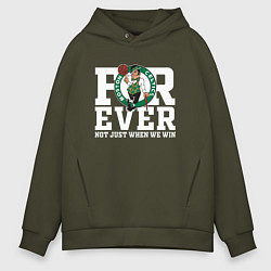 Толстовка оверсайз мужская FOREVER NOT JUST WHEN WE WIN, BOSTON CELTICS, БОСТ, цвет: хаки