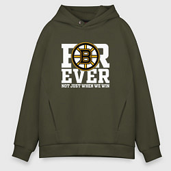 Толстовка оверсайз мужская FOREVER NOT JUST WHEN WE WIN, Boston Bruins, Босто, цвет: хаки