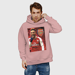 Толстовка оверсайз мужская Arsenal, Pierre-Emerick Aubameyang, цвет: пыльно-розовый — фото 2