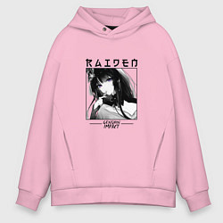 Толстовка оверсайз мужская Райдэн Shogun Raiden, Genshin Impact, цвет: светло-розовый