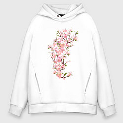 Толстовка оверсайз мужская Весна Цветущая сакура Japan, цвет: белый