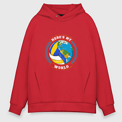 Толстовка оверсайз мужская World - Volleyball, цвет: красный