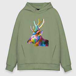Мужское худи оверсайз Цветной олень Colored Deer