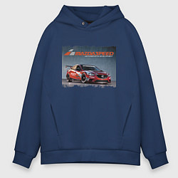 Толстовка оверсайз мужская Mazda Motorsports Development, цвет: тёмно-синий