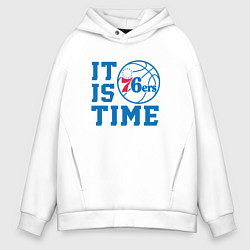 Толстовка оверсайз мужская It Is Philadelphia 76ers Time Филадельфия Севенти, цвет: белый