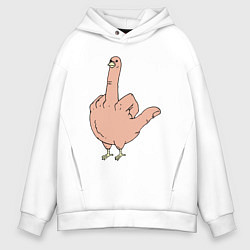Толстовка оверсайз мужская Fuck you chicken, цвет: белый