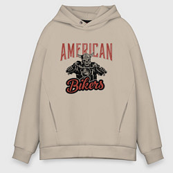 Толстовка оверсайз мужская American bikers, цвет: миндальный