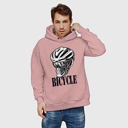 Толстовка оверсайз мужская Bicycle Skull, цвет: пыльно-розовый — фото 2