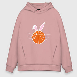 Толстовка оверсайз мужская Basketball Bunny, цвет: пыльно-розовый