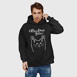 Толстовка оверсайз мужская Three Days Grace Рок кот, цвет: черный — фото 2