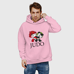 Толстовка оверсайз мужская ПАНДЫ ДЗЮДОИСТЫ PANDA JUDO, цвет: светло-розовый — фото 2