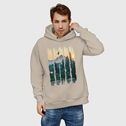 Толстовка оверсайз мужская Горные Походы и Птицы, цвет: миндальный — фото 2