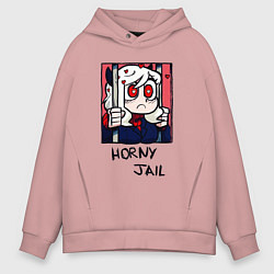 Толстовка оверсайз мужская HELLTAKER HORNY JAIL, цвет: пыльно-розовый