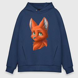 Толстовка оверсайз мужская Милая лисичка Cute fox, цвет: тёмно-синий