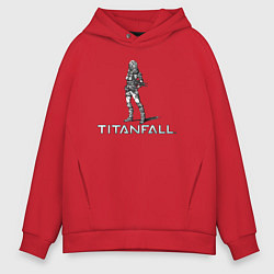 Толстовка оверсайз мужская TITANFALL PENCIL ART титанфолл, цвет: красный