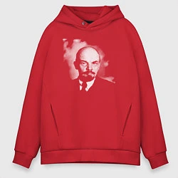 Толстовка оверсайз мужская Владимир Ленин, цвет: красный