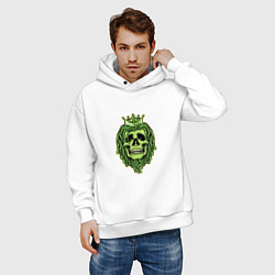 Толстовка оверсайз мужская Green Skull, цвет: белый — фото 2