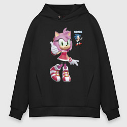 Толстовка оверсайз мужская Sonic Amy Rose Video game, цвет: черный