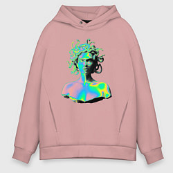 Толстовка оверсайз мужская Gorgon Medusa Vaporwave Neon, цвет: пыльно-розовый