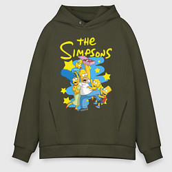 Толстовка оверсайз мужская The SimpsonsСемейка Симпсонов, цвет: хаки