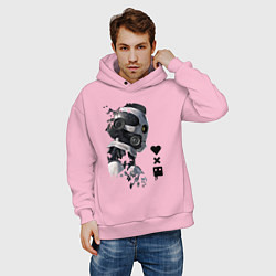 Толстовка оверсайз мужская Xbot 4000 в профиль с лого, цвет: светло-розовый — фото 2