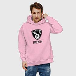Толстовка оверсайз мужская Бруклин Нетс NBA, цвет: светло-розовый — фото 2