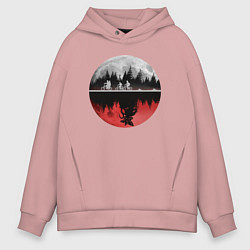 Толстовка оверсайз мужская Stranger Things Moon, цвет: пыльно-розовый