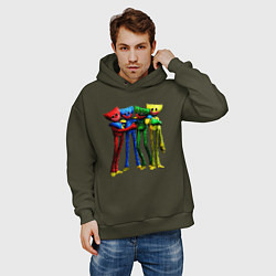 Толстовка оверсайз мужская GAME POPPY PLAYTIME Mini Huggies, цвет: хаки — фото 2