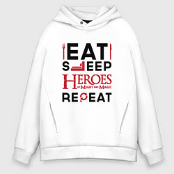 Мужское худи оверсайз Надпись: Eat Sleep Heroes of Might and Magic Repea