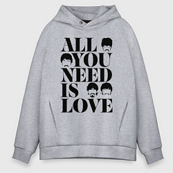 Мужское худи оверсайз ALL YOU NEED IS LOVE THE BEATLES