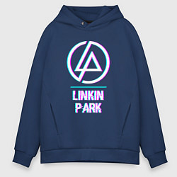 Толстовка оверсайз мужская Linkin Park Glitch Rock, цвет: тёмно-синий