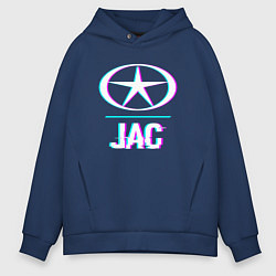 Толстовка оверсайз мужская Значок JAC в стиле Glitch, цвет: тёмно-синий