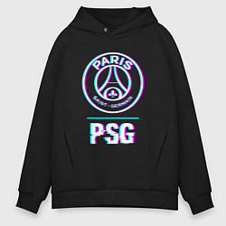 Толстовка оверсайз мужская PSG FC в стиле Glitch, цвет: черный