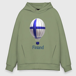 Мужское худи оверсайз 3d aerostat Finland flag