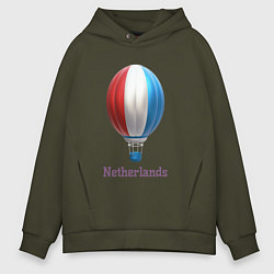 Мужское худи оверсайз 3d aerostat Netherlands flag