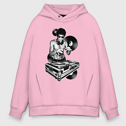 Толстовка оверсайз мужская Bruce Lee - Vinyl Dj, цвет: светло-розовый