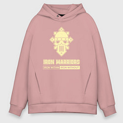 Толстовка оверсайз мужская Железные воины хаос винтаж лого, цвет: пыльно-розовый
