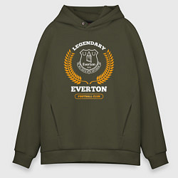 Толстовка оверсайз мужская Лого Everton и надпись legendary football club, цвет: хаки