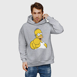 Толстовка оверсайз мужская Гомер Симпсон указывает пальцем, цвет: меланж — фото 2