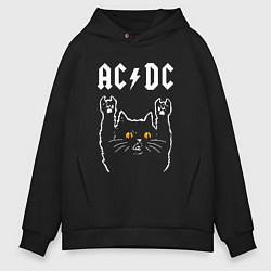 Мужское худи оверсайз AC DC rock cat